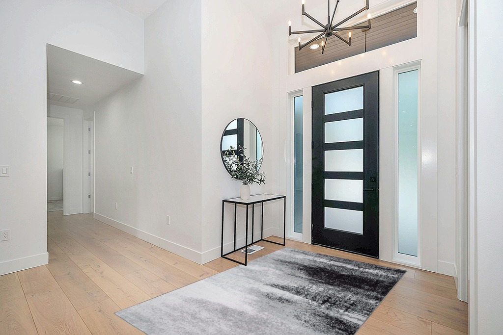 GAOMON Industrial Black Abstract Rug for Living Room, Bedroom, Dining Room, Office, Black and White Modern Abstract Rugs, Non-Shedding, Easy Care, Non-Slip Rug, 5 X 8 in Modern White Entryway