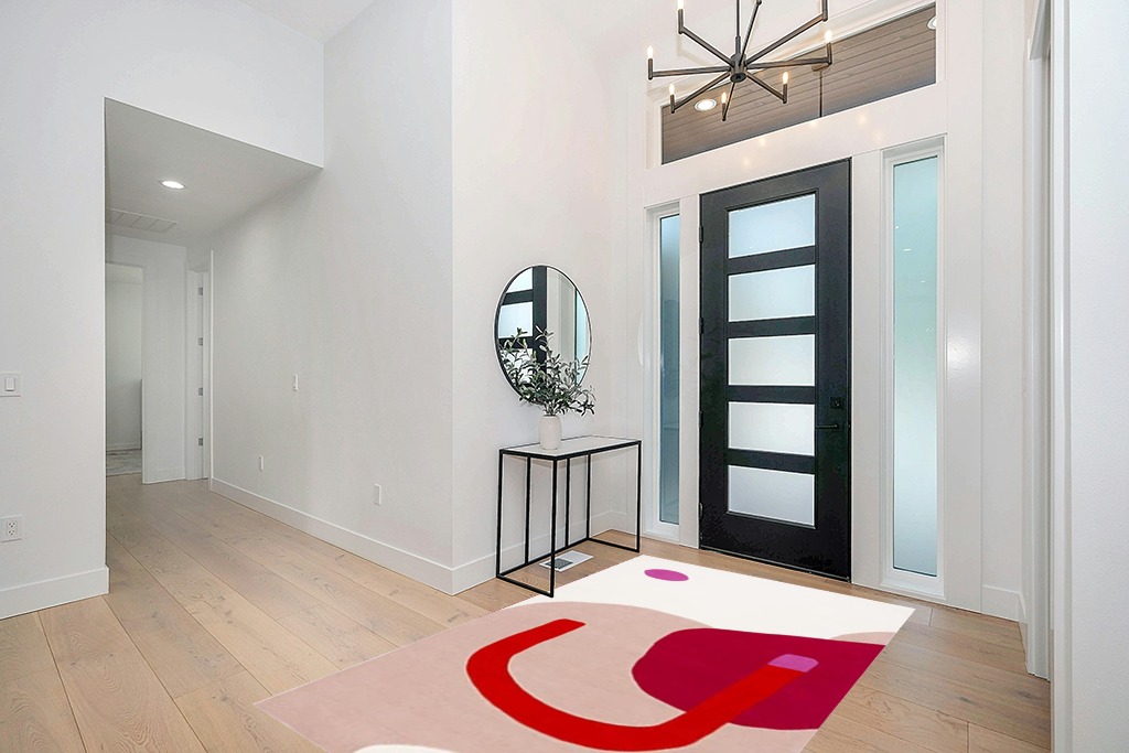 SAFAVIEH Fifth Avenue Collection Area Rug - 5' x 8', Ivory & Red, Handmade Mid-Century Modern Abstract Wool, Ideal for High Traffic Areas in Living Room, Bedroom (FTV143A) in Modern White Entryway