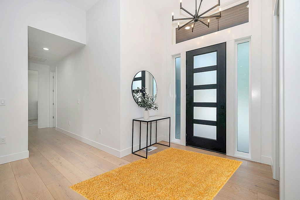 Rugs.com Zermatt Shag Collection Rug – 5' x 8' Sun Yellow Shag Rug Perfect for Bedrooms, Dining Rooms, Living Rooms in Modern White Entryway