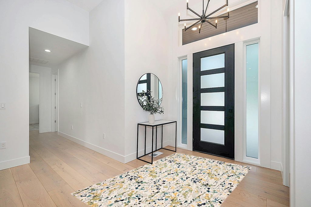 SAFAVIEH Evoke Collection 5'1" x 7'6" Ivory / Yellow EVK284C Modern Abstract Non-Shedding Living Room Bedroom Area Rug in Modern White Entryway