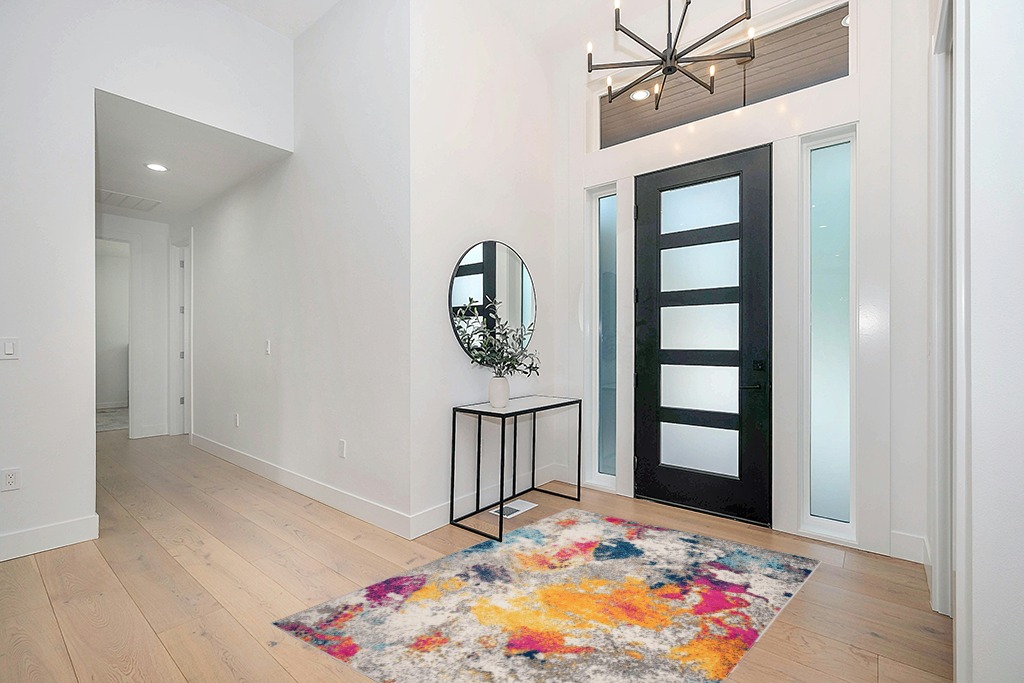 ‎Multi ‎Contemporary ‎Non Slip, Washable ‎Kitchen Rug in Modern White Entryway