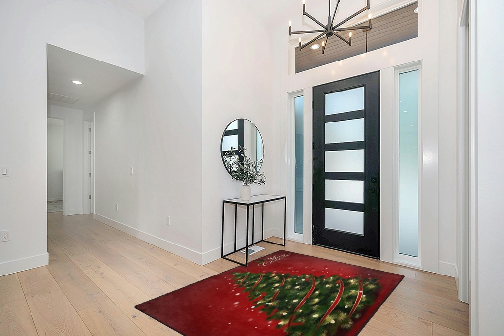 ALAZA Red Merry Christmas Tree Area Rug Rugs for Living Room Bedroom 7' x 5' in Modern White Entryway