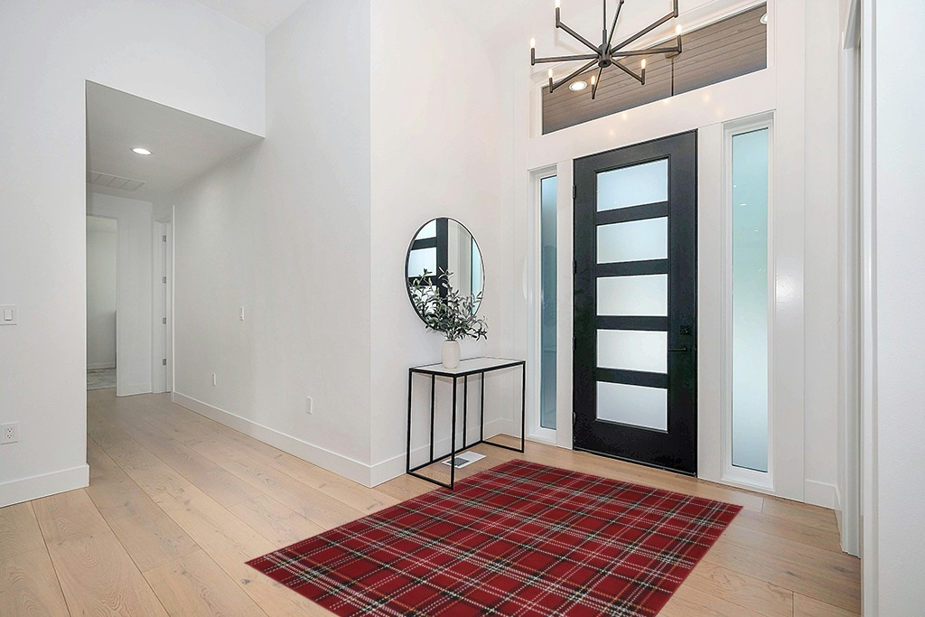 Nourison Grafix Red 5'3" x 7'3" Area -Rug, Modern, Plaid, Bed Room, Living Room, Dining Room, Kitchen, Easy -Cleaning, Non Shedding, (5' x 7') in Modern White Entryway