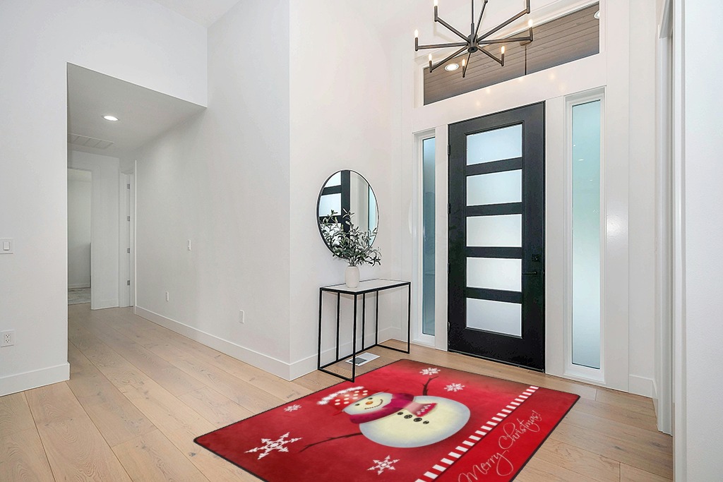 ALAZA Happy Snowman Merry Christmas Non Slip Area Rug 5' x 7' for Living Dinning Room Bedroom Kitchen Hallway Office Modern Home Decorative in Modern White Entryway