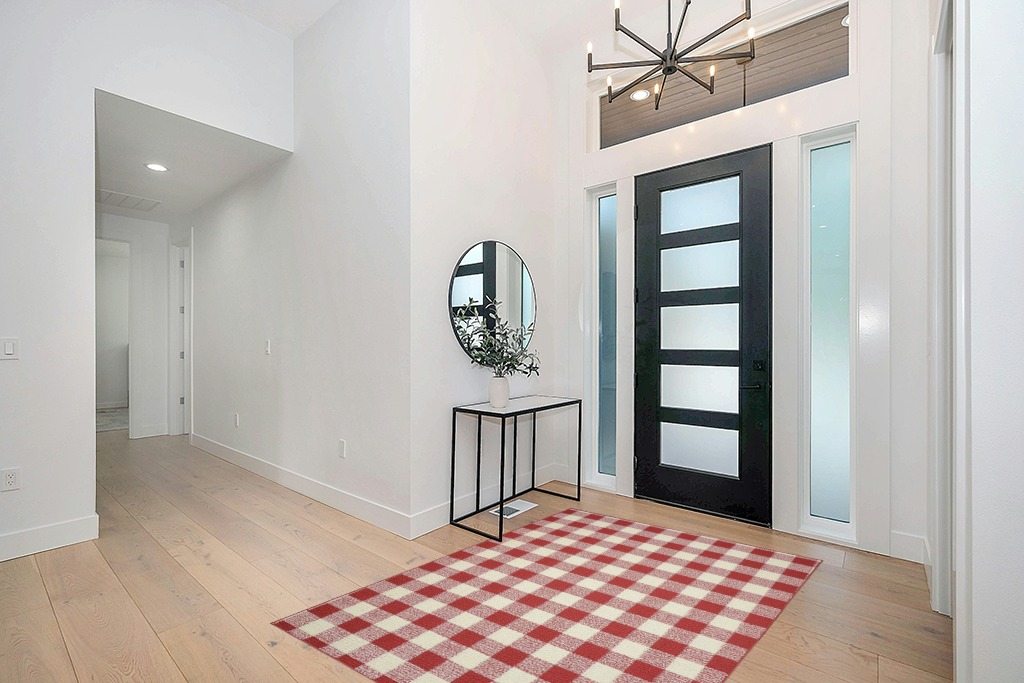 Garland Rug Country Living Buffalo Plaid Area Rug, 5-Feet by 7-Feet, Chili Red/Ivory in Modern White Entryway