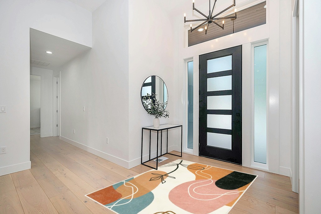 Wonnitar Boho Art Large Area Rug - Machine Washable 5x7 Rug for Living Room,Minimalist Lines Abstract Throw Mat for Bedroom,Non-Slip Mid Century Modern Aesthetic Carpet for Nursery Dining Room in Modern White Entryway