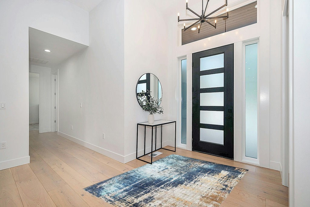 VK VK·LIVING Washable Rug 5x7 Modern Abstract Machine Washable Area Rugs Anti Slip Backing Washable Rugs for Living Room, Bedroom, Home Decor, Blue in Modern White Entryway