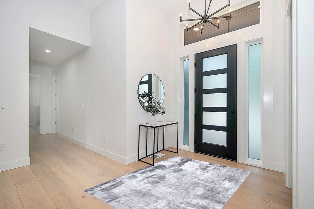 Rugshop Contemporary Abstract Distressed Area Rug 5' x 7' Gray in Modern White Entryway