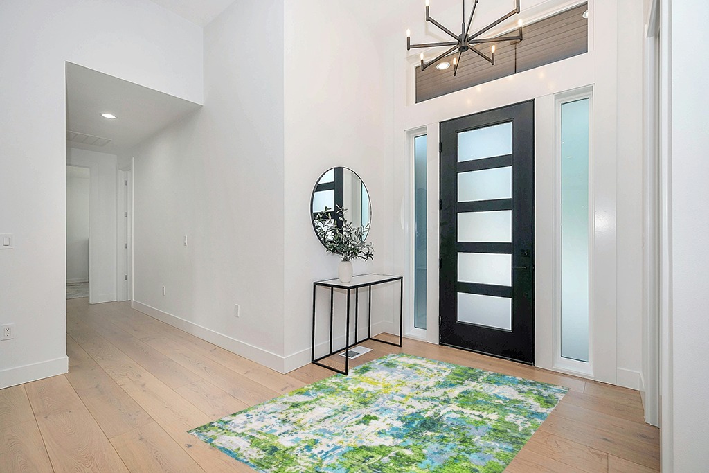 Area Rug Living Room Rugs - 5x7 Washable Large Modern Abstract Soft No Slip Indoor Rug Thin Floor Carpet for Bedroom Under Dining Table Home Office Decor - Green in Modern White Entryway