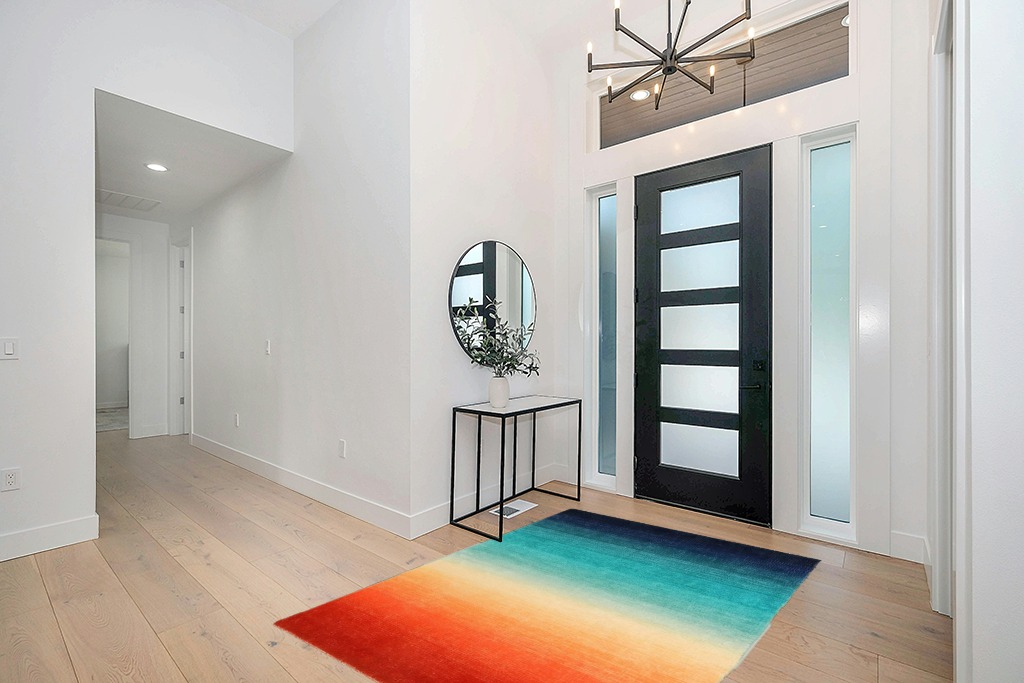Wonnitar Modern Ombre Area Rug 5x7,Washable Large Colorful Rugs for Living Room,Abstract Contemporary Non-Slip Dining Room Throw Mat,Non-Shedding Soft Print Carpet for Bedside Entry Kitchen in Modern White Entryway