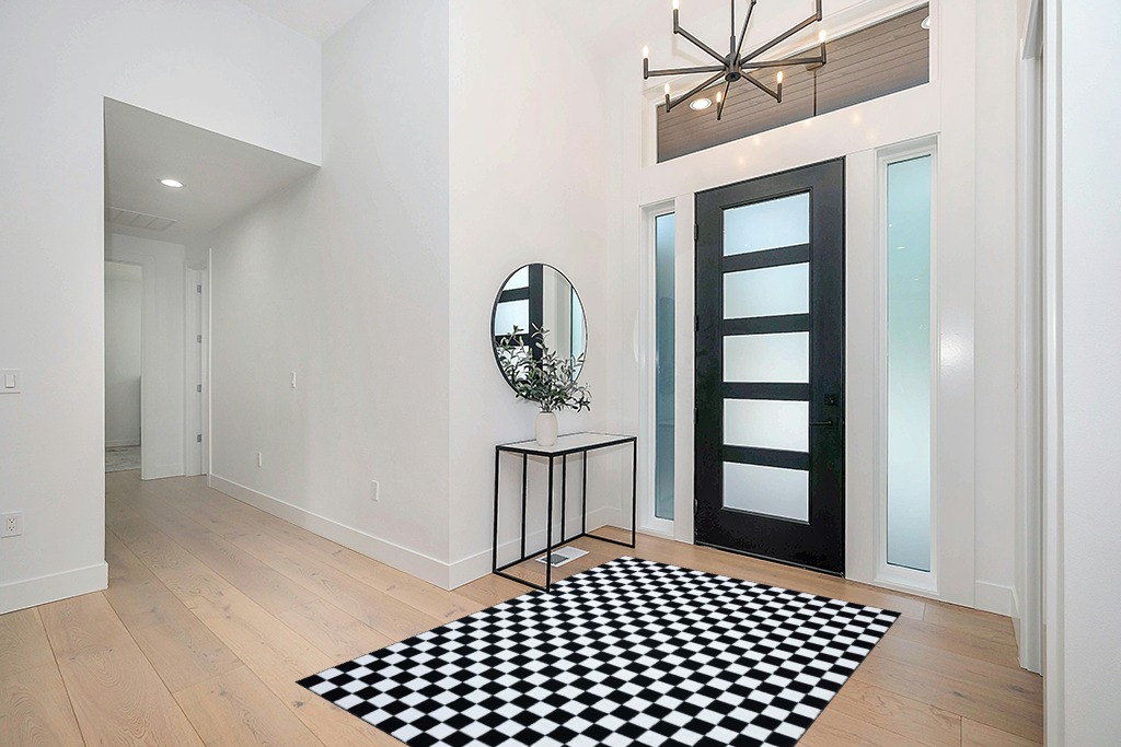 LUXE WEAVERS Geometric Checkered Black and White 5x7 Area Rug, Non-Shedding Modern Living Room Carpet in Modern White Entryway