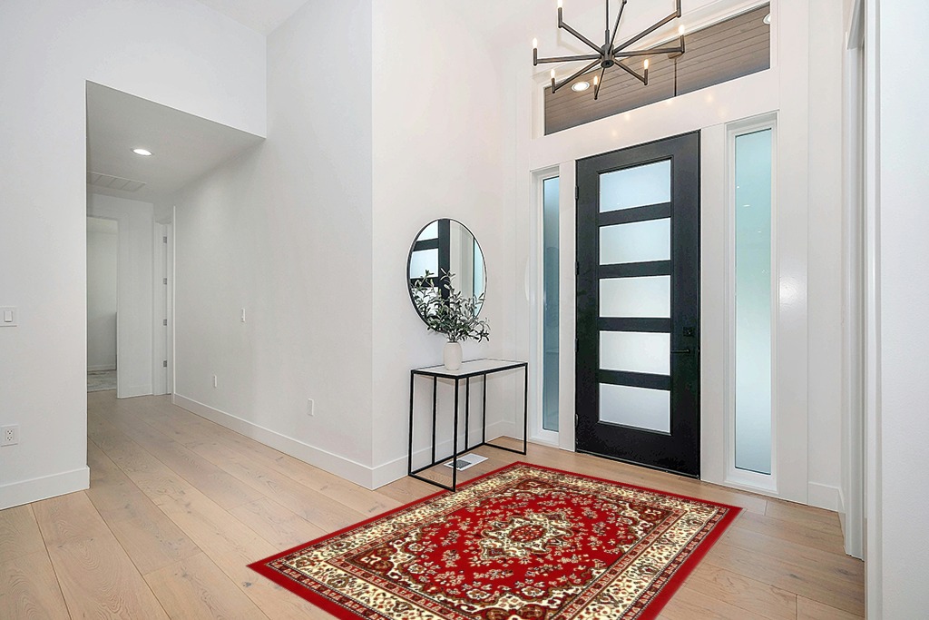 Antep Rugs Kashan King Collection Himalayas Oriental Polypropylene Indoor Area Rug (Maroon/Beige, 5' x 7') in Modern White Entryway
