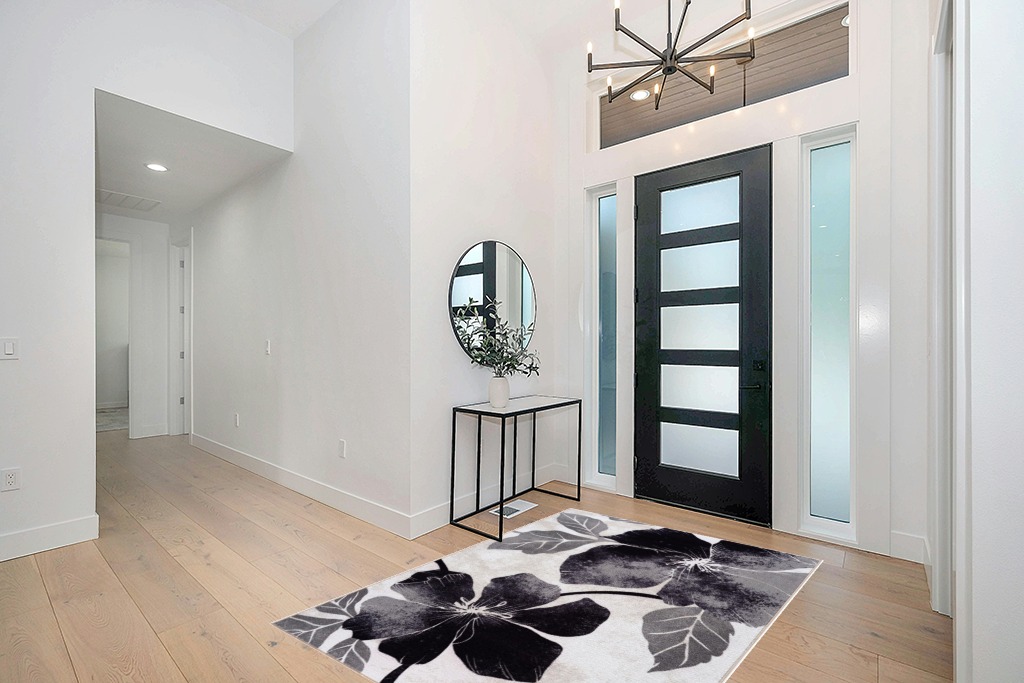 CAMILSON Solana Modern Floral 5x7 Area Rugs Non-Skid (Non-Slip) Rubber Backing Black and White Flowers Indoor Rug (5x7, Black White) in Modern White Entryway