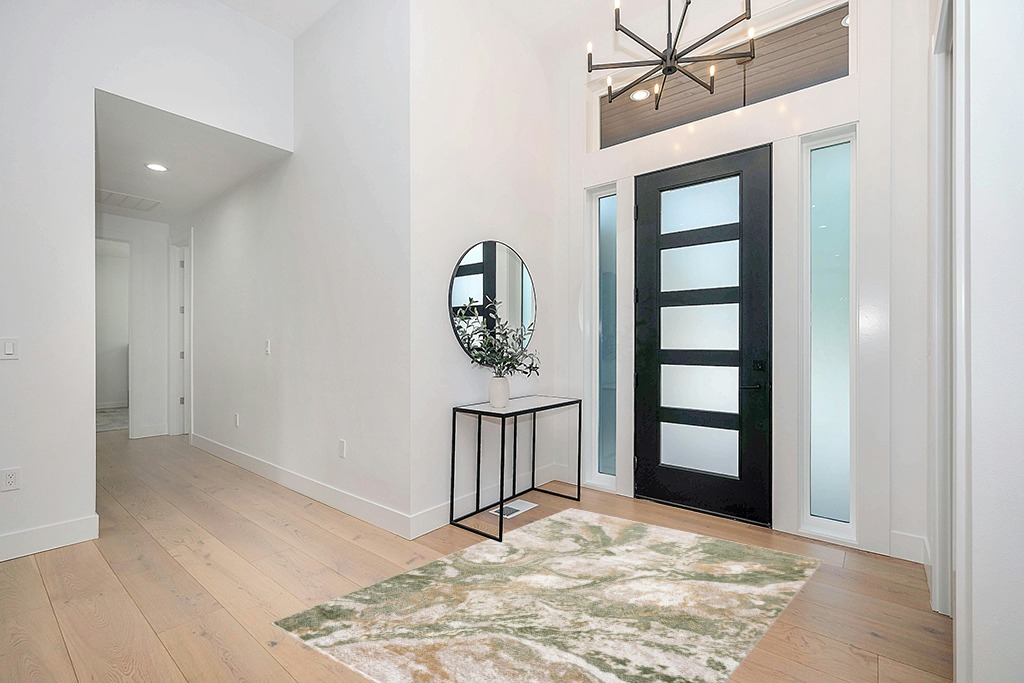 Liverpool Modern Abstract Bedroom Living Room Area Rug - Boho Carpet - Contemporary Bohemian Farmhouse - Green, Brown, Cream, Off White - 5'3" x 7' in Modern White Entryway