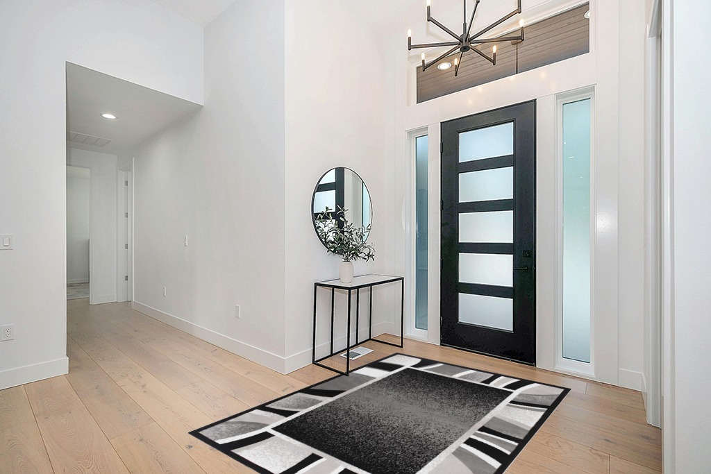 Home Dynamix Lyndhurst Rotana Modern Area Rug, Contemporary Black/Gray 5'2"x7'4" in Modern White Entryway