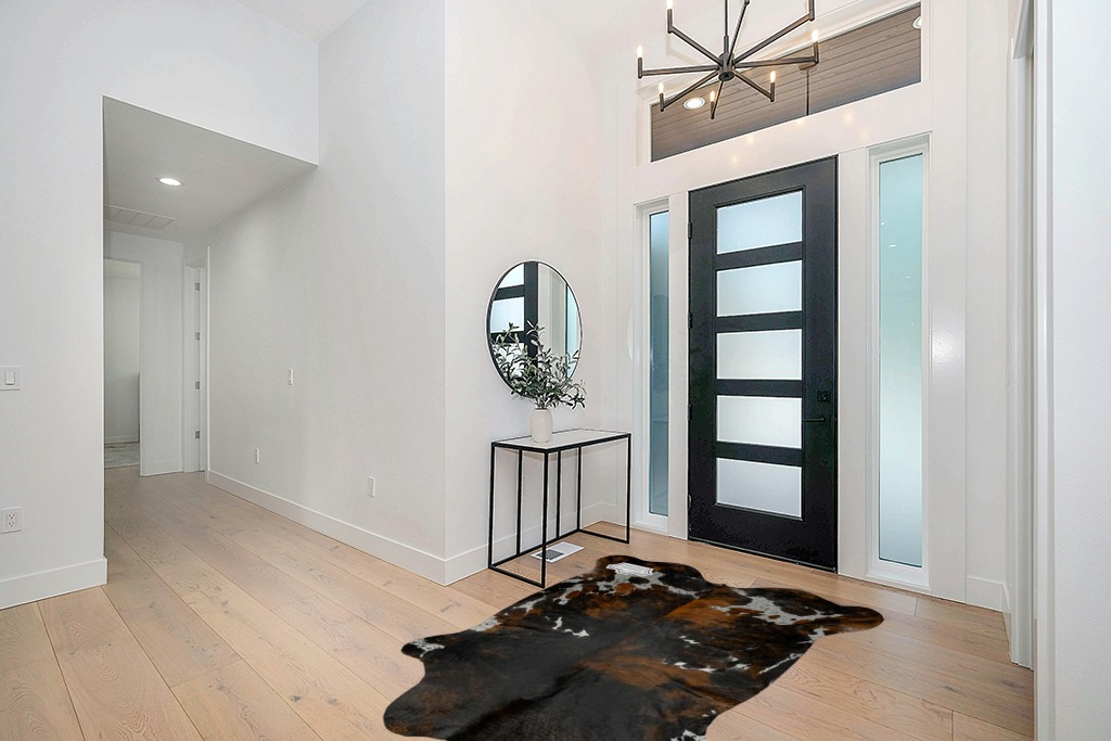 Appaloosa Cowhides Natural Cowhide Rug - Tricolor Cowhide Area Rug for Bedroom & Living Room - Luxury Cowhides Modern Accent Rug - Genuine Leather with Real Animal Fur, Dark, 5 x 7 Feet in Modern White Entryway