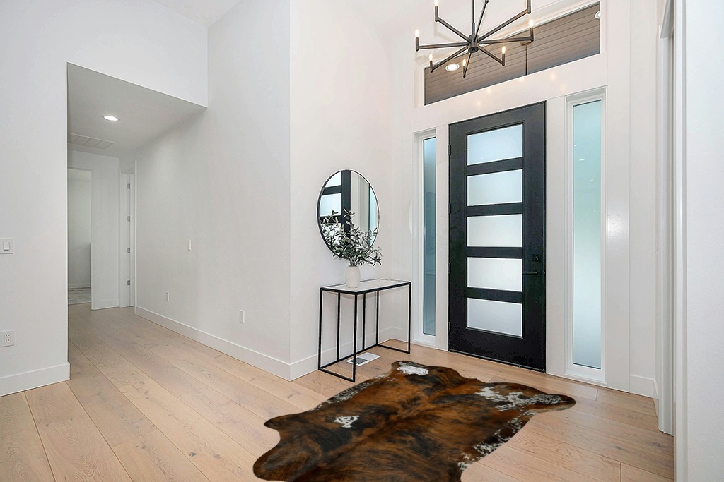 Appaloosa Cowhides Natural Cowhide Rug - Tricolor Cowhide Area Rug for Bedroom & Living Room - Luxury Cowhides Modern Accent Rug - Genuine Leather with Real Animal Fur, Medium, 5 x 7 Feet in Modern White Entryway