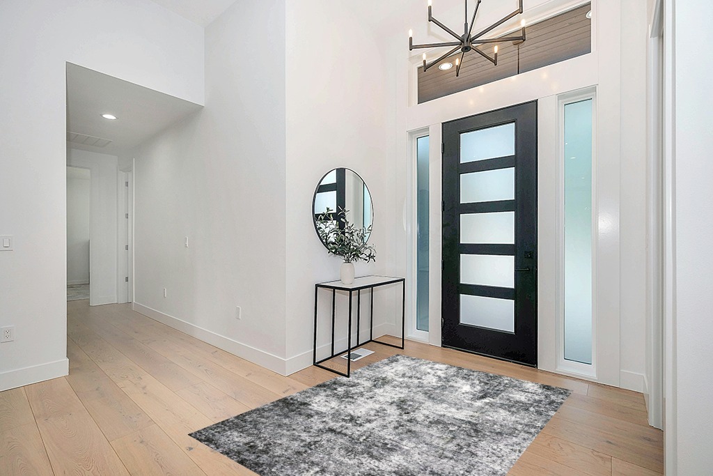 Area Rug Living Room Rugs - 5x7 Large Soft Indoor Neutral Modern Abstract Low Pile Washable Rug Carpet for Bedroom Dining Room Farmhouse Home Office - Grey in Modern White Entryway