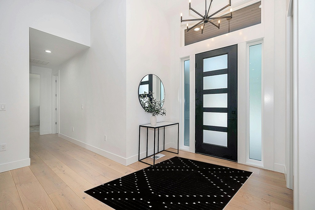 LIVEBOX Boho Black Rug 5' x 7' Large Washable for Living Room,Moroccan Cotton Bedroom Indoor Outdoor Throw Area Thin Carprt for Dining Room Balcony Porch in Modern White Entryway