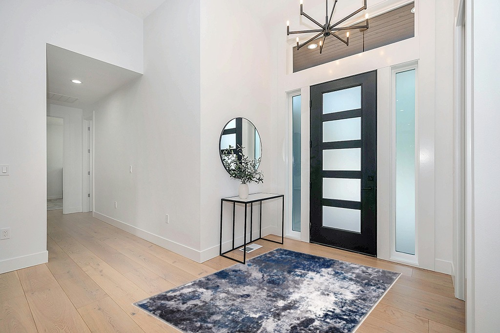 COLORPAPA Modern Abstract Area Rug 5x7 Washable Rug for Living Room Bedroom Dining Room Office Non-Slip Soft Floor Carpet, Gray/Blue/Ivory in Modern White Entryway