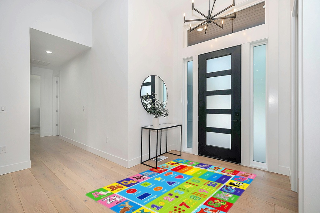 LTKOUGFAM Kids Play Rug for Playroom, Kids Play Mat ABC Educational Area Rug, Toddler Baby Playroom Mat, Alphabet Animal Soft Non-Slip Kids Rug Carpet for Boy Girl Bedroom (78.7X59 INCH Style 2) in Modern White Entryway