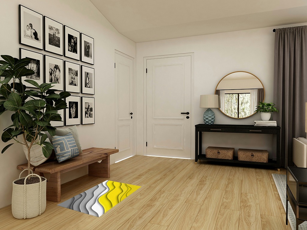Yellow Gradient Area Rugs in Transitional Minimalistic Entryway