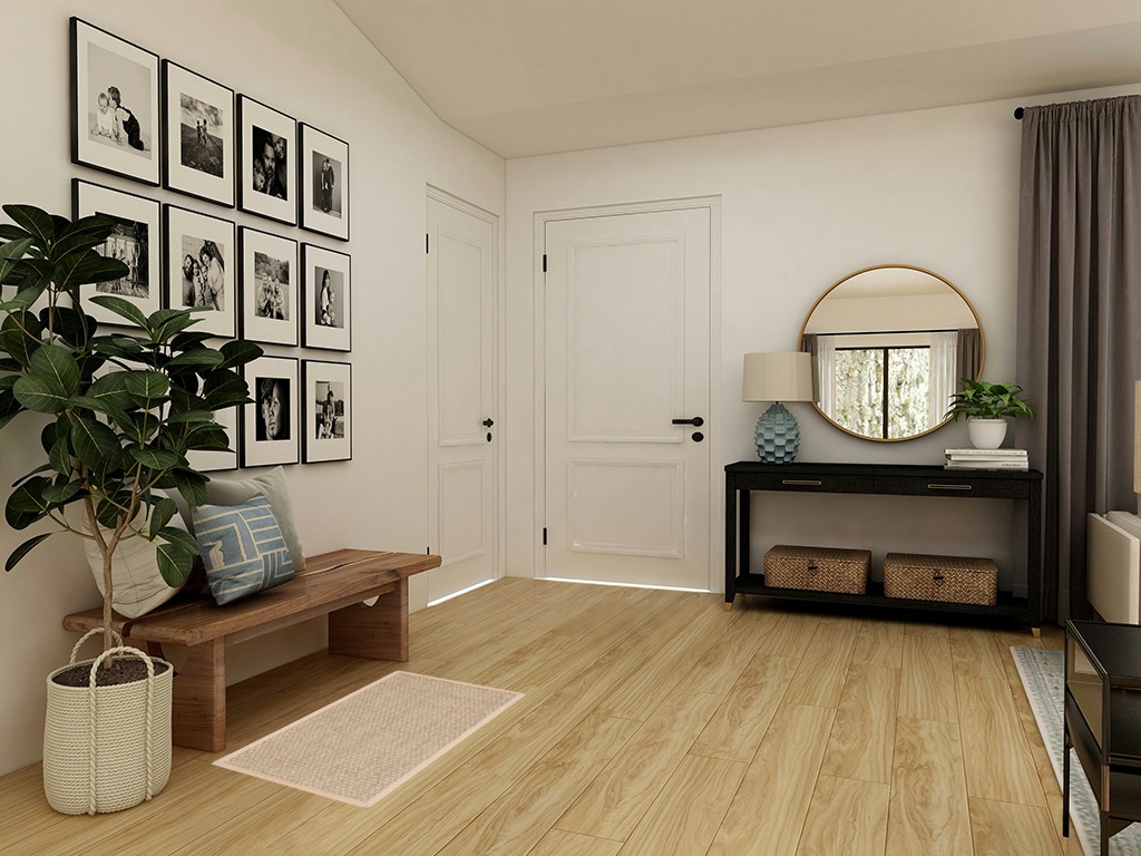Black Bohemian  Bathroom in Transitional Minimalistic Entryway