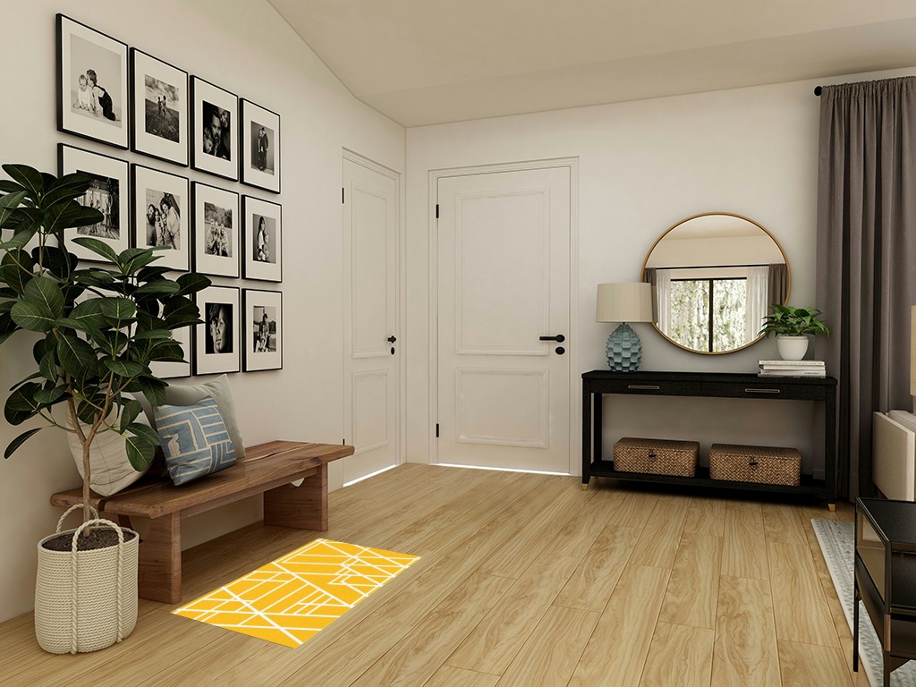 Yellow Geometric Area Rugs for Living Room/Bedrooom, 2'x3' Area Rug Non-Slip, White Modern Abstract Art Geometry Kids Room Area Rug Washable Accent Floor Carpet Runner Indoor Outdoor in Transitional Minimalistic Entryway