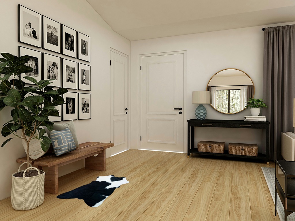 rodeo Genuine Mini Black and White Cowhide Rug Size Approx 2 x 3 ft in Transitional Minimalistic Entryway
