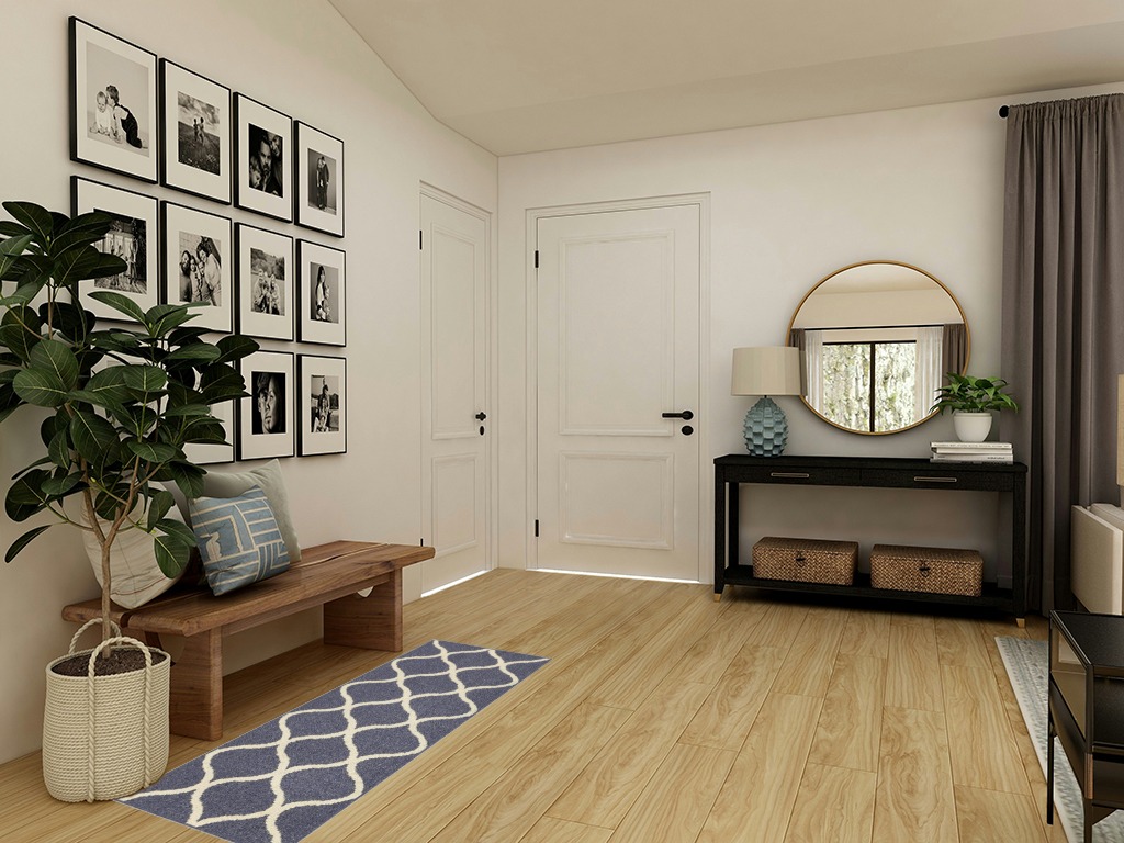 Maples Rugs Rebecca Contemporary Runner Rug Non Slip Hallway Entry Carpet [Made in USA], 1'9" x 5', Indigo Blue in Transitional Minimalistic Entryway