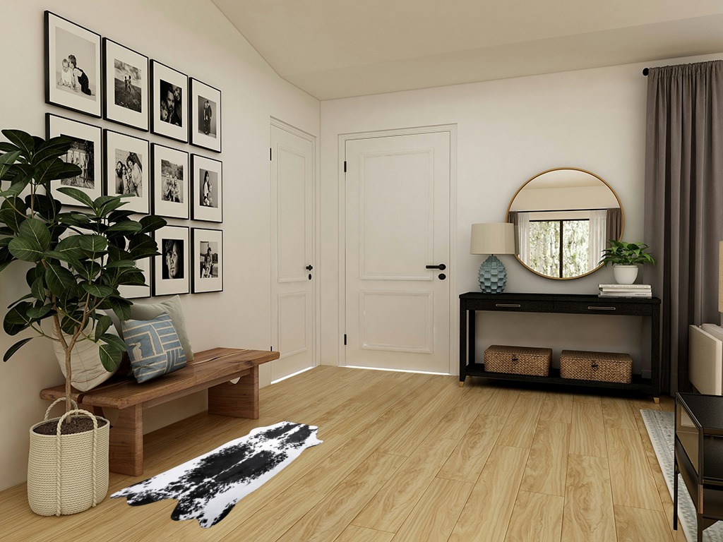 Terrug Western Decor Faux Cowhide Rug, 3.6 x 2.3 Feet Black White Premium Faux Fur Animal Skin Cow Print Rug for Living Room, Durable Western Home Decor Floor Carpet Rug for Bedroom Office in Transitional Minimalistic Entryway