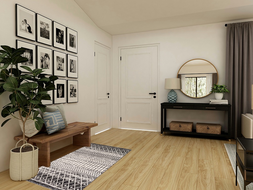 Chester Boho Moroccan Area Rug in Transitional Minimalistic Entryway
