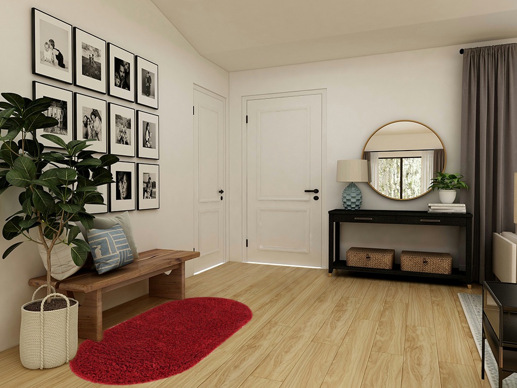 Everyday Shag Rug Red 3x5 Oval in Transitional Minimalistic Entryway