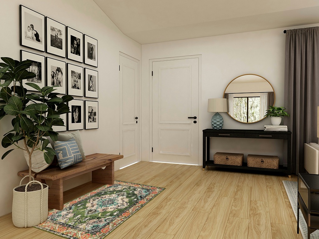 Wonnitar Bohemian Medallion Area Rug in Transitional Minimalistic Entryway