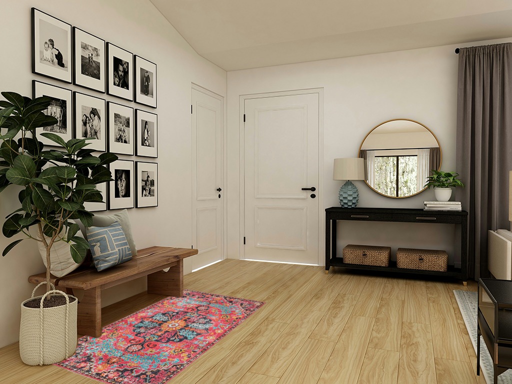 Wonnitar Boho Area Rug in Transitional Minimalistic Entryway