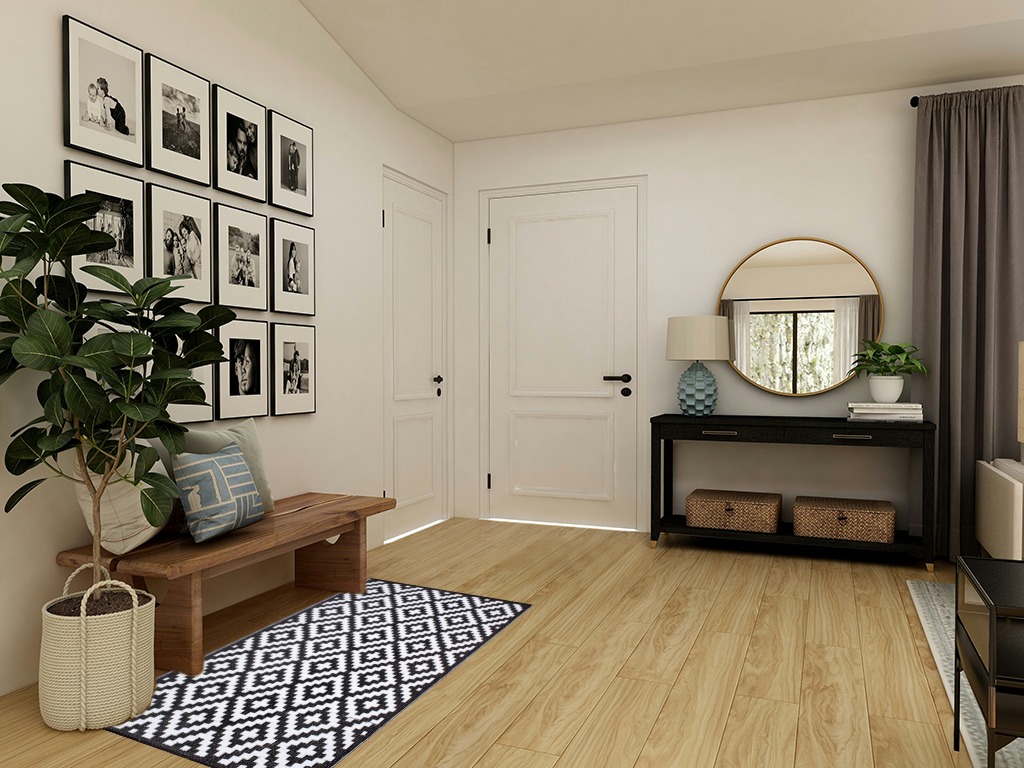 Aztec - Black & White   Porch in Transitional Minimalistic Entryway