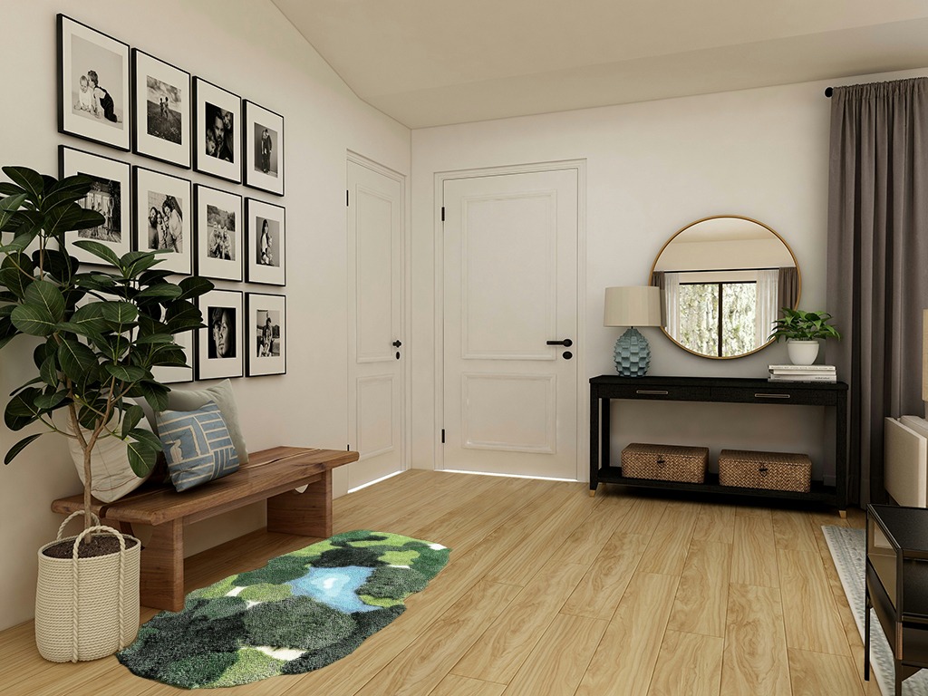 THRILRUG 3x5 Feet 3D Moss Rug,Shag Carpet Tropical Area Rugs Non Slip Turf Rug Indoor Bath Mat Tufted Rug,Ultra Soft Washable Kids Play Mat Plant Floor Mat for Bedroom,Living Room Forest Green 3x5 ft in Transitional Minimalistic Entryway