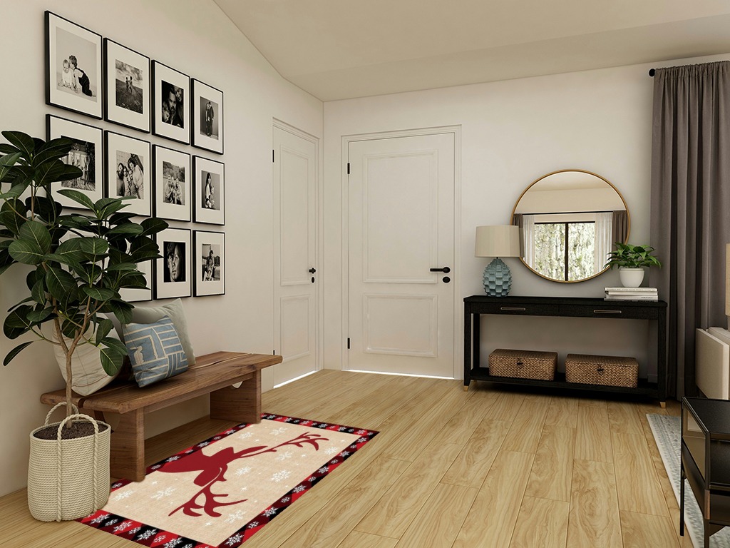 Area Rug, Christmas Reindeer Christmas Rug, 2x3 Feet Rugs for Living Room Bedroom Kids Room Kids Room Nursery Classroom, Non-Slip Comrft Carpet Washable Rug in Transitional Minimalistic Entryway