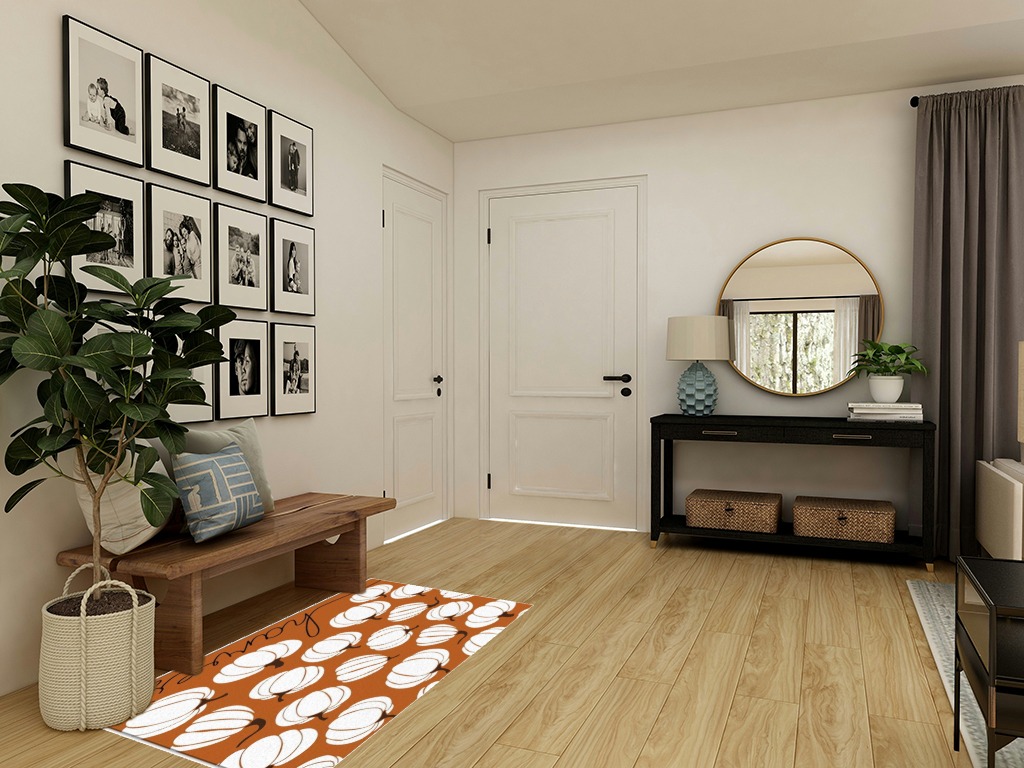 Large Area Rug, Thanksgiving Non-Slip Indoor Accent Area Carpet, Fall White Pumpkin Harvest Orange Fluffy Shaggy Runner Rug for Living Room, Bedroom, Kids Room, 2'7"x 5" in Transitional Minimalistic Entryway