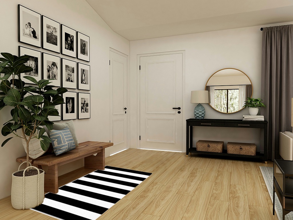Area Rug, Geometric Lines Black and White Rug, Plush Living Room Rugs, Area Rugs for Living Room Decor Bedroom Decor, Rugs for Living Room, Carpet 2'7" x 5ft Rugs for Bedroom in Transitional Minimalistic Entryway