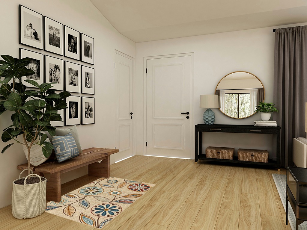 Maples Rugs Reggie Floral Kitchen Rug - Made in USA - Washable, Non Slip Throw Mats for Entryway and Foyer, 2'6 x 3'10, Beige in Transitional Minimalistic Entryway