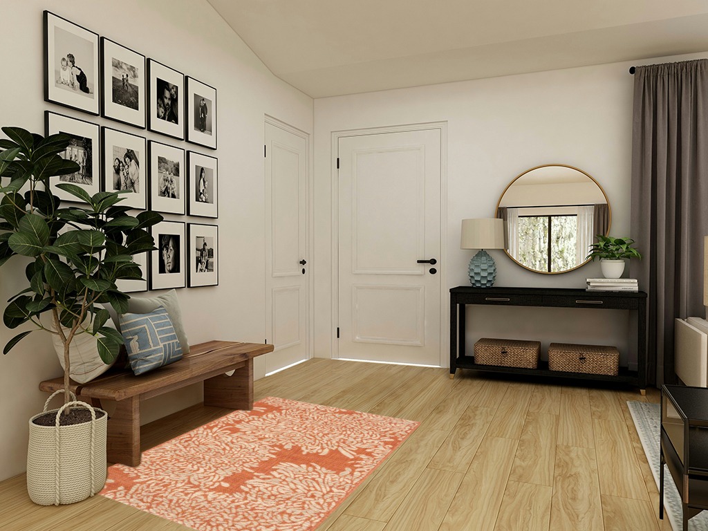 Safavieh Martha Stewart Msr4125A 4'0" x 5'7" Terracotta / Beige Area Rug in Transitional Minimalistic Entryway