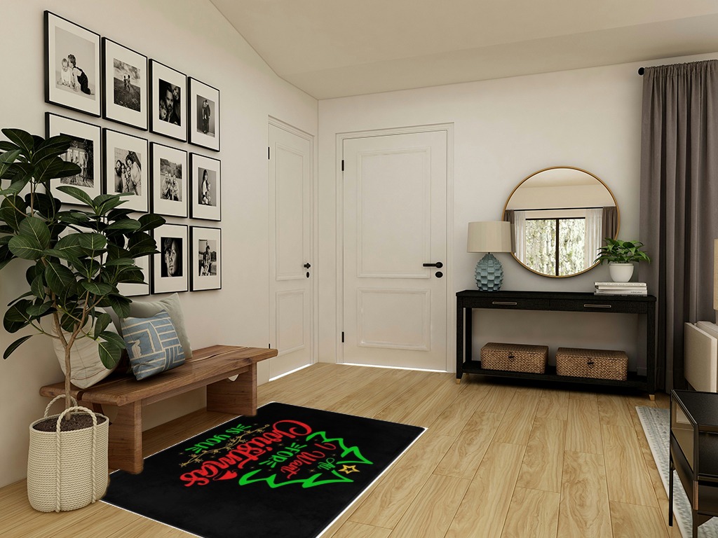 LIICHEES All I Want for Christmas is You Area Rug 63x48in Washable Rugs for Living Room Bedroom Large Rug Indoor Decorative Carpet Yoga Mat in Transitional Minimalistic Entryway