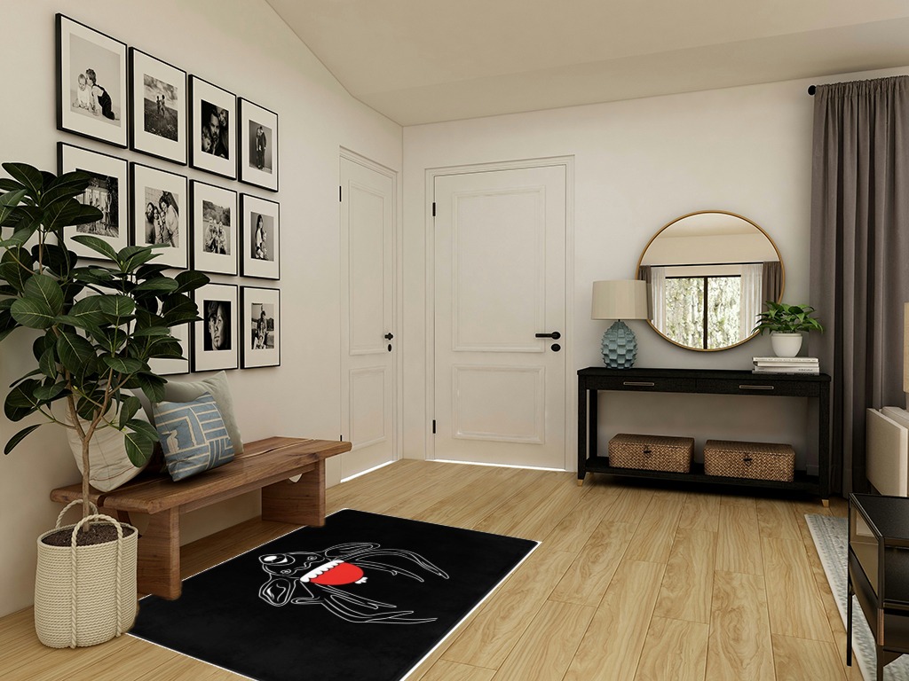 LIICHEES Christmas Deer Head Cap Area Rug 63x48in Washable Rugs for Living Room Bedroom Large Rug Indoor Decorative Carpet Yoga Mat in Transitional Minimalistic Entryway
