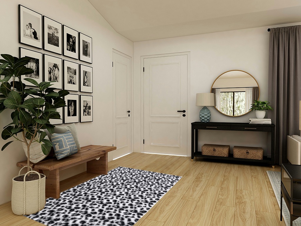 Fluffy Leopard Print Rug 4x6 Feet in Transitional Minimalistic Entryway