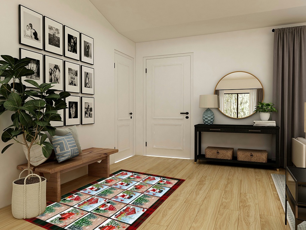 Area Rug 2x3 Feet, Xmas Truck Snowman Santa Claus Xmas Tree Christmas Rug, Rugs for Living Room Decor Bedroom Decor Kids Room, Non-Slip Living Room Rugs, Comrft Carpet Washable Rug in Transitional Minimalistic Entryway