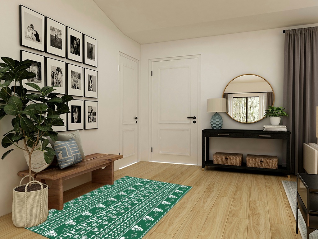 Area Rug 2x3 Feet, Christmas Winter Snowflake Snowman Elk Deer Rug, Rugs for Living Room Decor Bedroom Decor Kids Room, Non-Slip Living Room Rugs, Comrft Carpet Washable Rug in Transitional Minimalistic Entryway