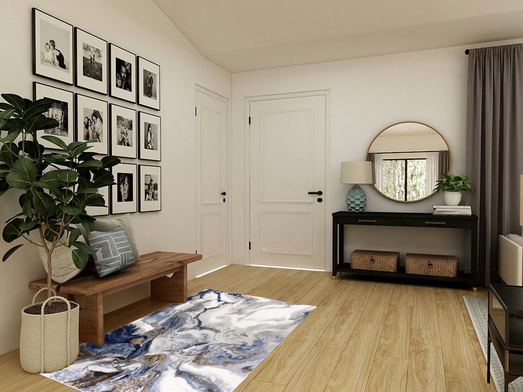 Abani Rugs Abstract Design 4’ x 6’ Bedroom Rug - Grey, Brown & Blue Modern Multi-Dimensional Non-Shedding Area Rug in Transitional Minimalistic Entryway