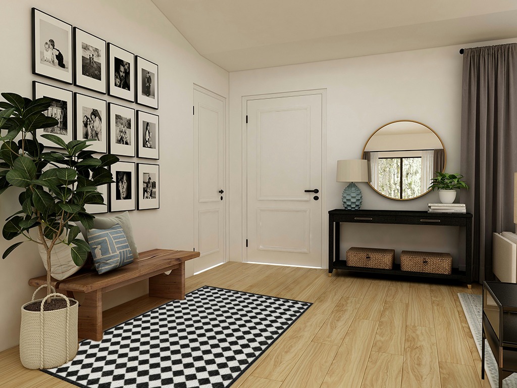 nuLOOM Myka Checkered Indoor/Outdoor Area Rug, 4x6, Black and White in Transitional Minimalistic Entryway