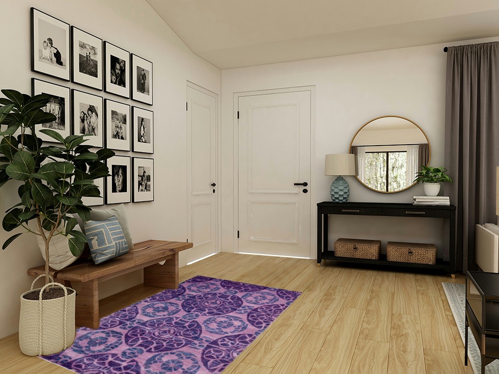SAFAVIEH Wyndham Collection Accent Rug - 4' x 6', Purple, Handmade Modern Wool, Ideal for High Traffic Areas in Entryway, Living Room, Bedroom (WYD376J) in Transitional Minimalistic Entryway